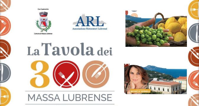 “Cena gourmet all’aperto durante l’evento La Tavola dei 300 a Massa Centro con ospiti e luci serali”