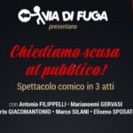 Locandina dello spettacolo “Chiediamo scusa al pubblico” – 16 luglio Anfiteatro V. Tieri, Castrolibero