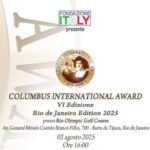 Cerimonia Columbus International Award 2025 presso Rio Olympic Golf Course, Rio de Janeiro