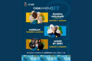 Simona Molinari, Morgan e Mixed by Erry ospiti a Casa Sanremo OFF ad Agropoli