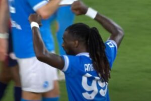 Napoli-Cagliari, Anguissa festeggia il gol vittoria al Diego Armando Maradona